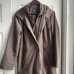 LONDON FOG HOODED TRENCH COAT • ZIP-UP | SIZE XL *NO BELT*