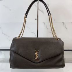 YSL Saint Laurent Brown Leather Chain Shoulder Bag