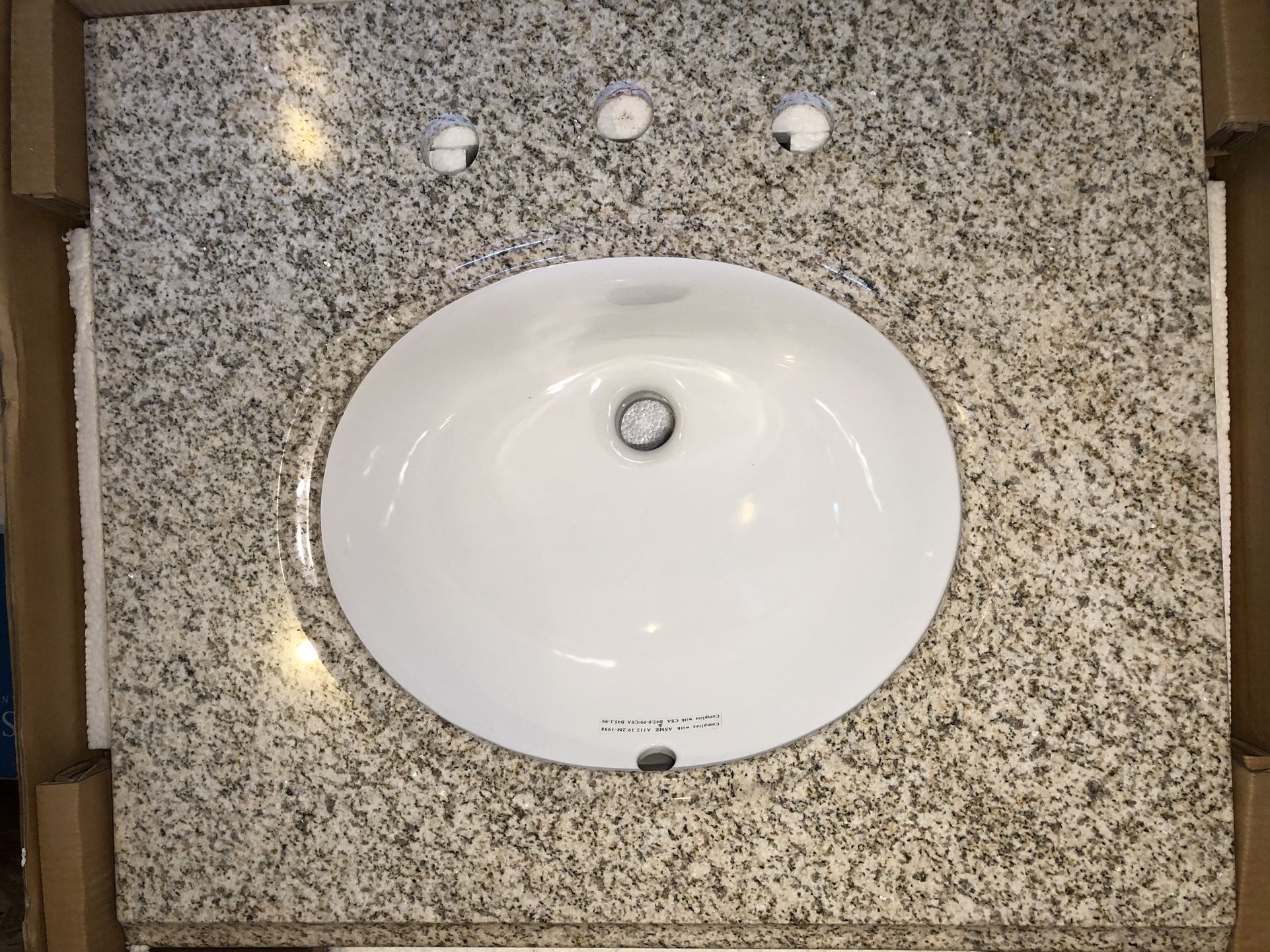 Pegasus Granite Vanity Top and Sink - NEW