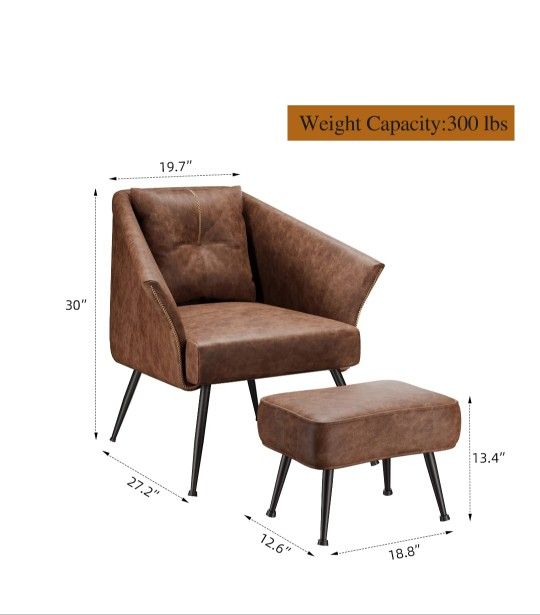 Accent Chair With Ottoman Leather