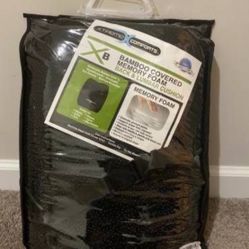 NEW Xtreme Comforts Black Bamboo Covered Memory Foam Back And Lumbar Cushion