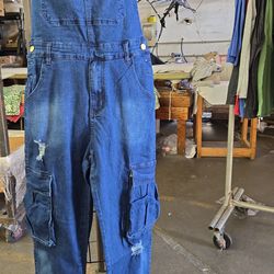 Denim Blue Overalls  S, M, 2X
