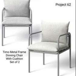 Brand New In The Box Project 62  PK Of 2 Frame Dining Chair With Cushion For Patios Balcony 