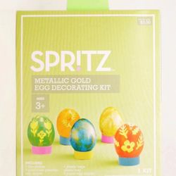 Spritz Metallic Gold Glaze & Foil Sticker Easter Egg Decorating Kit for Ages 3+