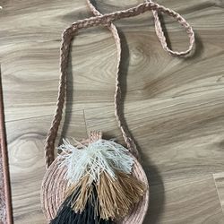 Pink Straw Boho Purse