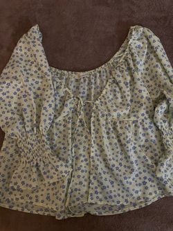Green & Blue Flower Blouse