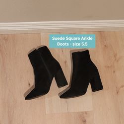 Lulus Black Suede Square Booties