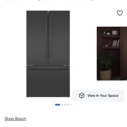 Bosch Black Stainless French Door Refrigerator New Open Box – Minor Blemishes  Beautiful high-end Bosch refrigerator. Open box condition with small co