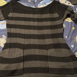 Striped black and grey sweater dress