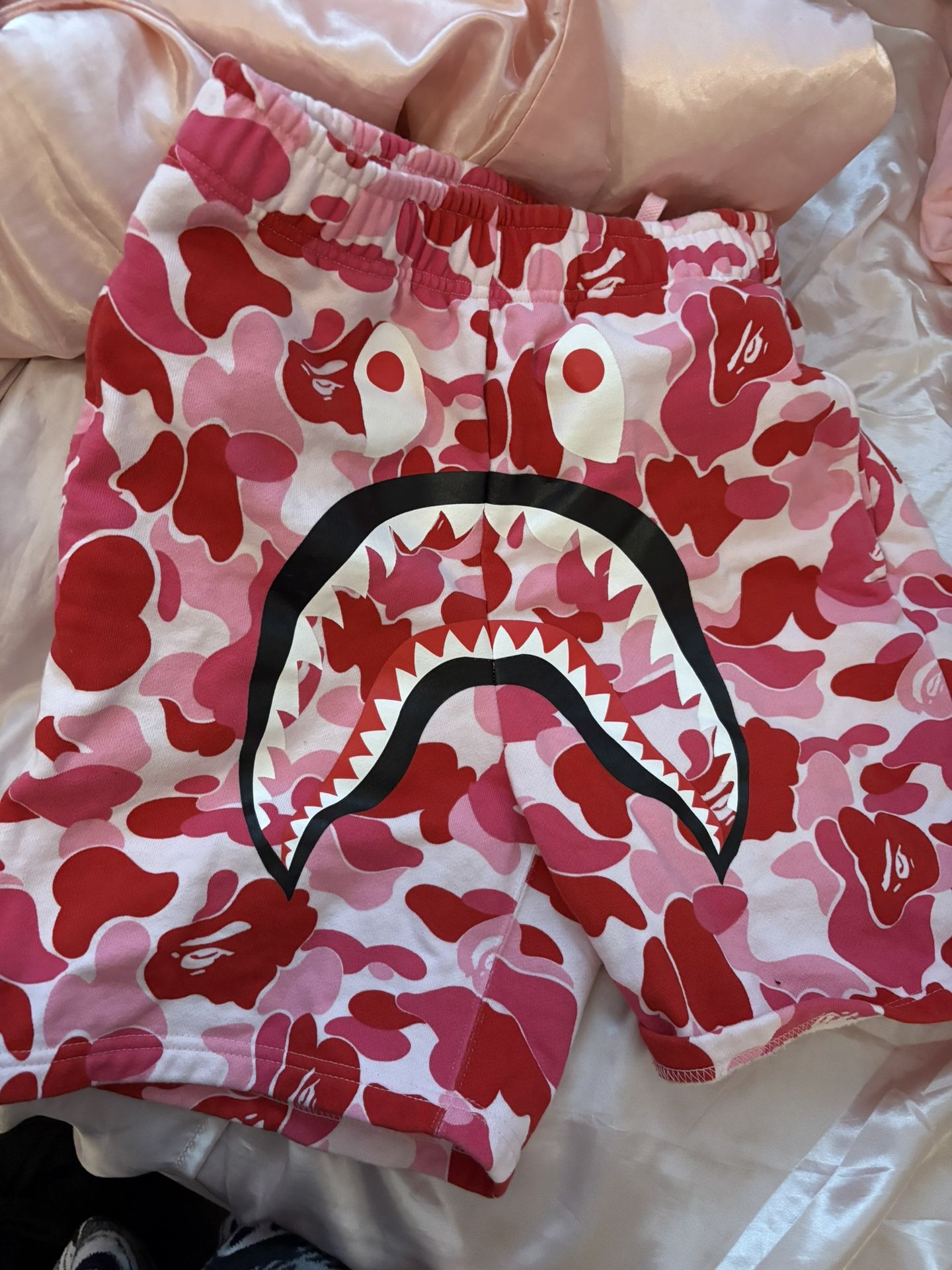 Bape shorts pink and red size small never worn