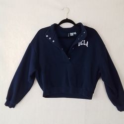 Women's UCLA Fleece Line Cropped Sweatshirt Size Medium in Navy
