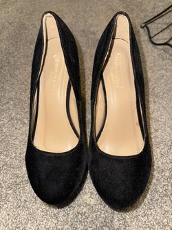 Suede Black Wedges