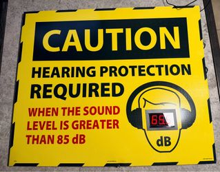 AccuformNMC 36 x 30 Digital Decibel Meter Sign Caution Hearing Protection Required 85dB