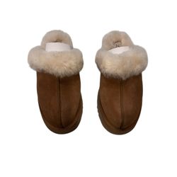 Women's UGG Brand Disquette Platform Slippers Shoes Size 9 Chestnut 1122550 New