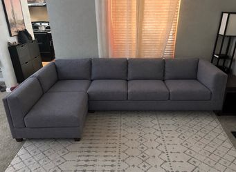 Gray Fabric L-Shaped Sectional Sofa