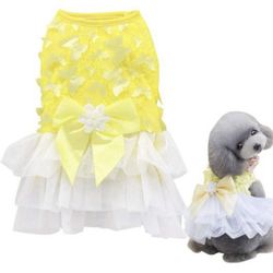 Extra Extra Small Yellow Butterfly Dress For Dogs