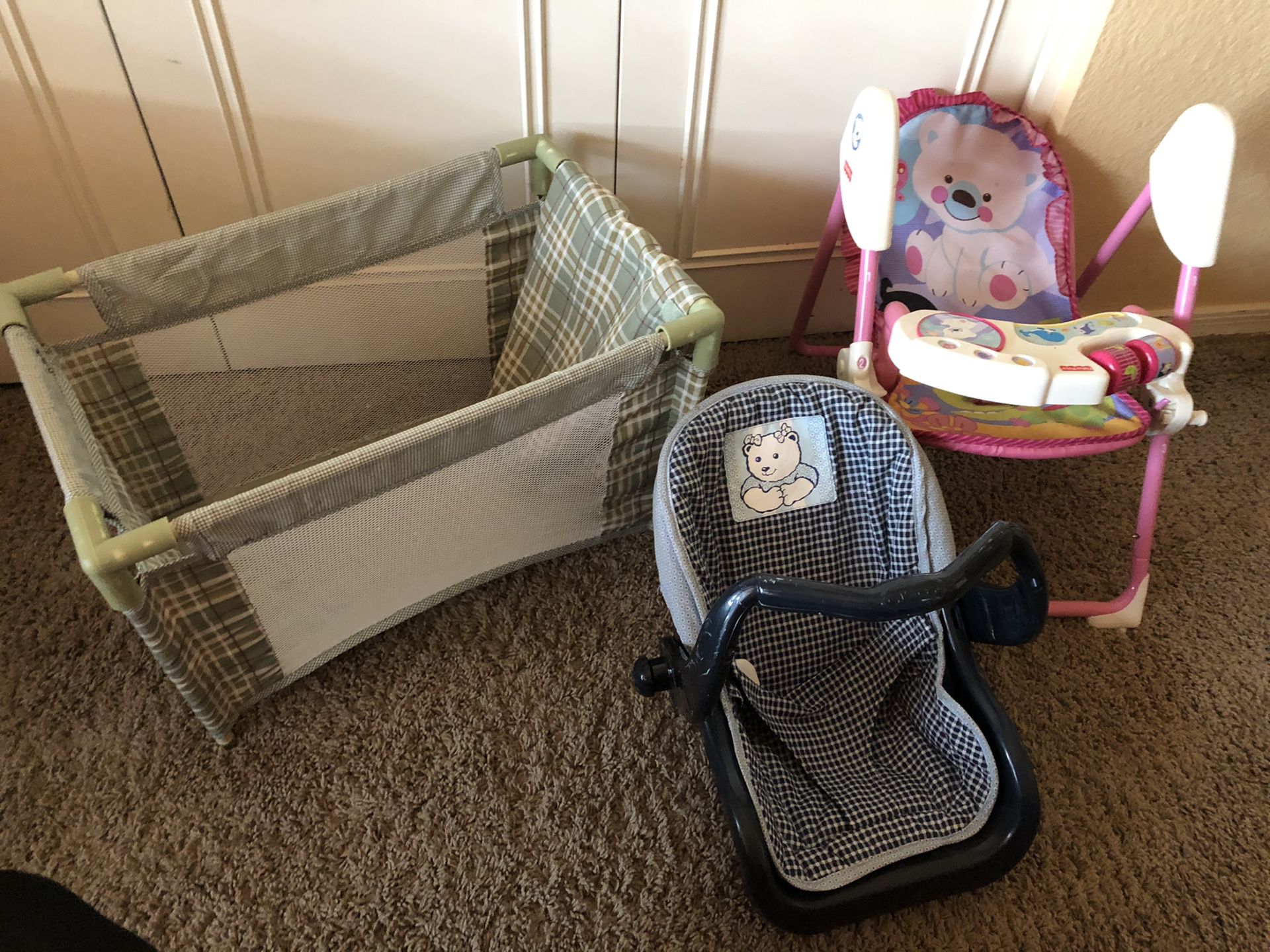 Doll Furniture - Highchair, and play pen