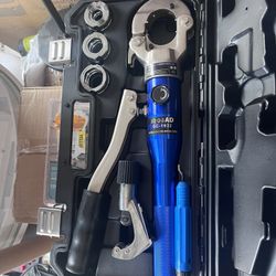 IBOSAD Copper Tube Fittings Hydraulic Pipe Crimping Tool with 1/2",3/4" and 1" Jaw Copper Pipe Press Crimper Pressing Pliers, with Pipe Cutter