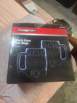 Snap-on Black Glass Hex Mugs 4-Pack