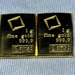SOLD!! 2 Pure Fine 24k Gold 1 Gram Bar