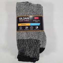 Gildan Smart Basics Black Cream Workwear Crew Socks 2 pair Men’s Size 6-12