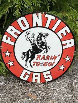 30” Frontier Gas Porcelain Sign