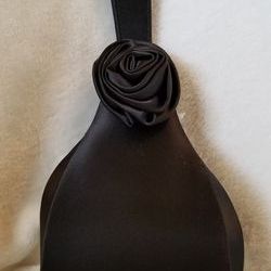 Black Satin Rose Violin Wristlet Bag 