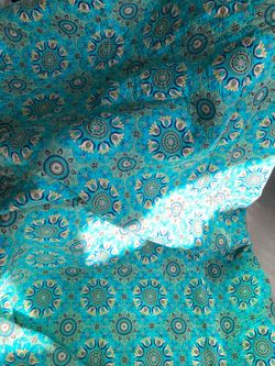 Teal Mandala Print Fabric