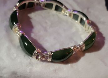 Sterling Silver and Jade Signed Bracelet & Other Items