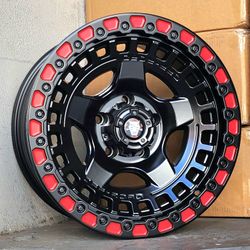 17X9 WDIM-AR1707 SATIN BLACK / RED BLACK LIP Wheels