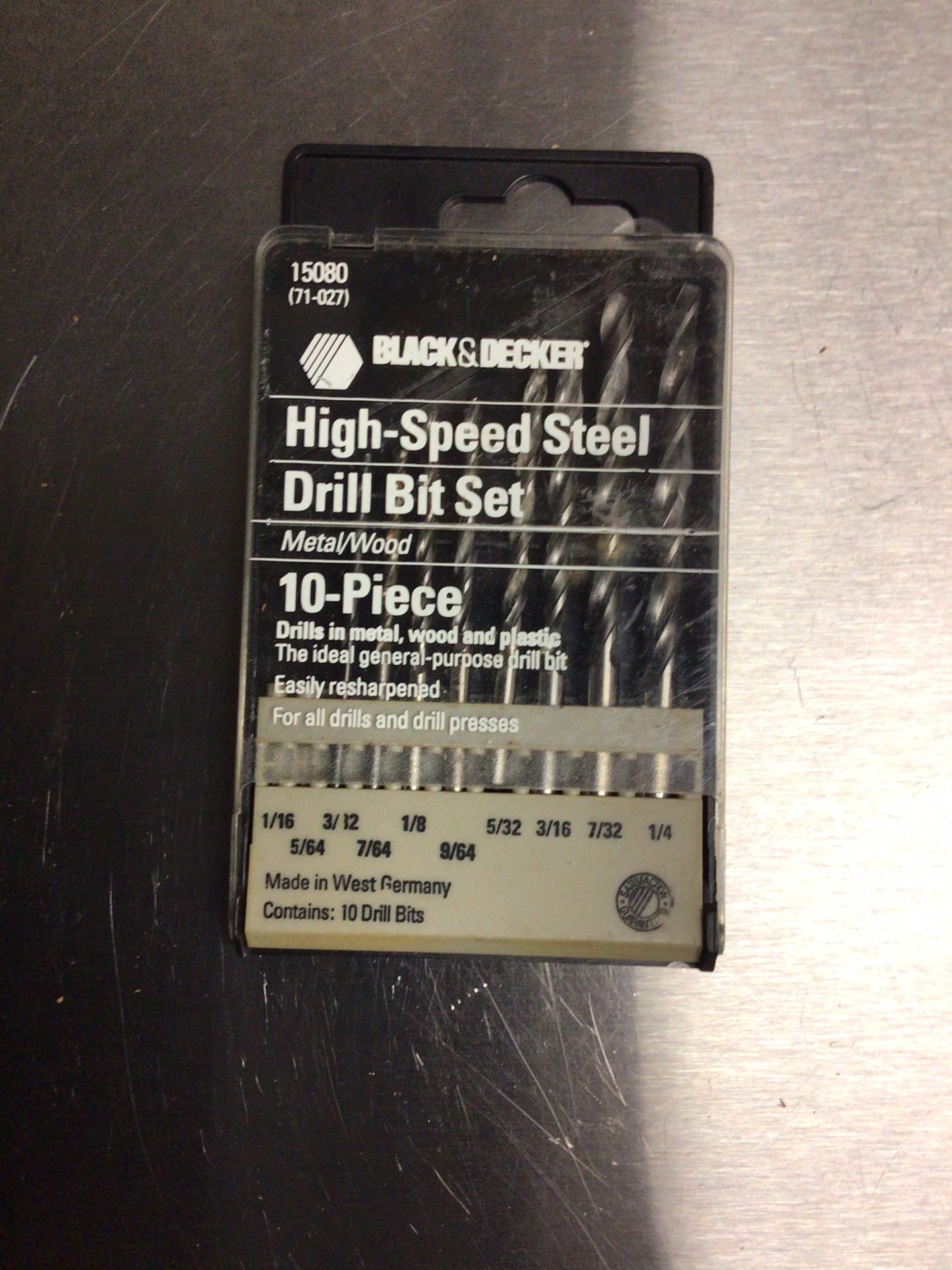 High Speed Steel Drill Bit Set, German Made, Metal/Wood ( Black & Decker #15080)
