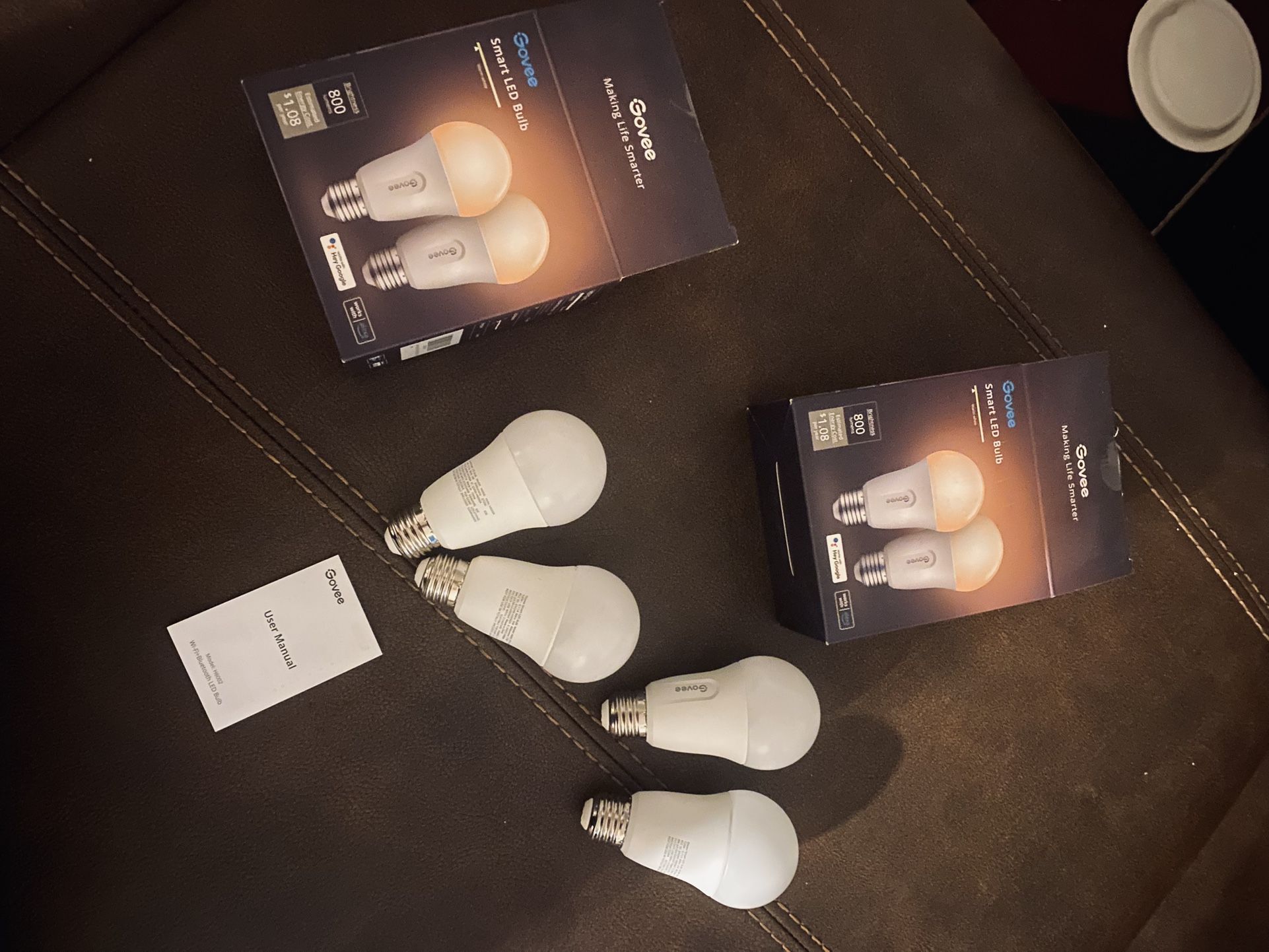 $45-Smart LED light bulbs (opened boxes) X 4 total of them. New but Opened box to look at them then put them in storage because they were extras and f