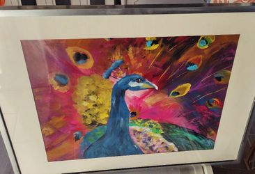 18 1/2 x 24 1/2 

Acrylic Canvas Art Painting Frame Peacock 