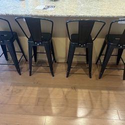 4 Black Bar Stools