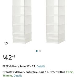 IKEA Organizer Hanging 6 Compartment Storage Closet, White (Set of 2, 13 ¾x17 ¾x49 ¼ , White