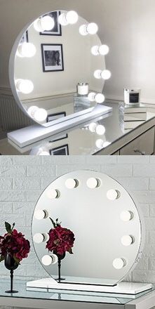 New $250 Round 28” Vanity Mirror w/ 10 Dimmable LED Light Bulbs, Hollywood Beauty Makeup USB Outlet