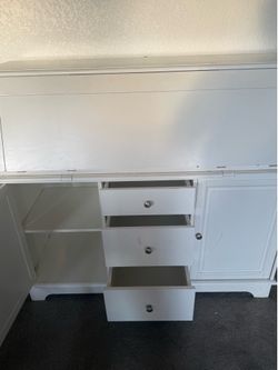 White desk with hutch