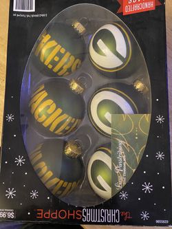 Greenbay Packers Glass Ornaments 6 Ok