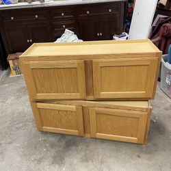 2 Oak Kitchen Garage Cabinets