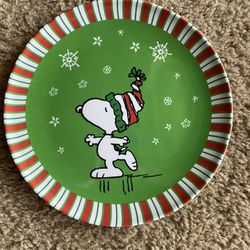  Peanuts Snoopy plastic Holiday Christmas Plate