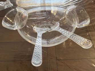 5-Piece Acrylic serving set, Made of heavy weight BPA free Salad bowl with two side bowls and serving utensils.  New