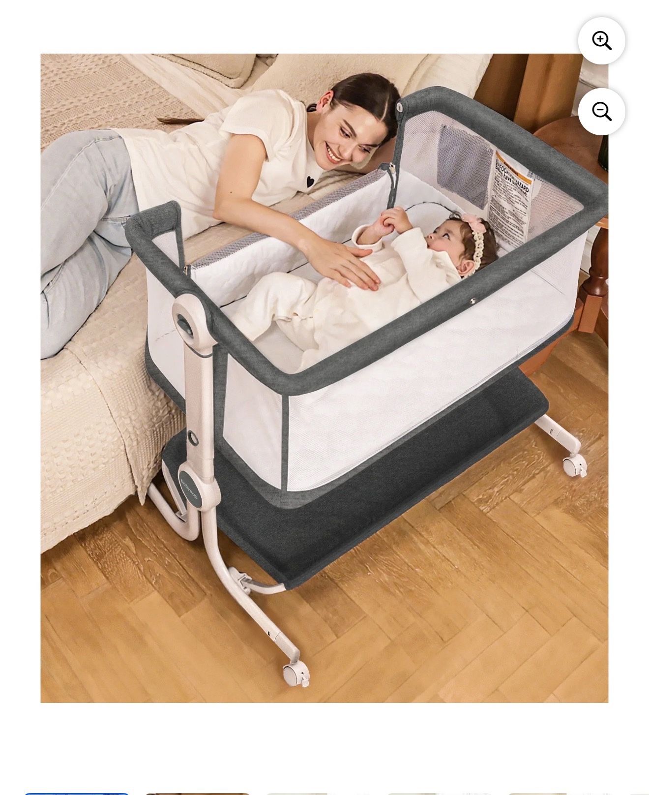 3 in 1 Baby Bassinet,Baby Basinet Bedside Sleeper,Standalone Baby Crib,6 Height Adjustable Portable Crib for Newborn,Light Gray