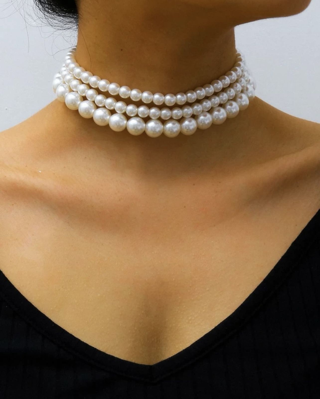 3pcs Faux Pearl Beaded Choker