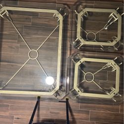 Iron  Center And  Side Glass Tables