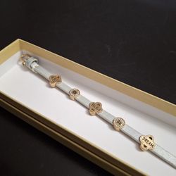 FAITH-BELIEVE-DREAM Life's Inspiration Leather Bracelet With Rhinestones By Good Works Size 6-7