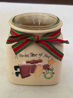 Boxed Crazy Mountain “A Special Time of Year” Christmas short candle jar. 3.5” tall