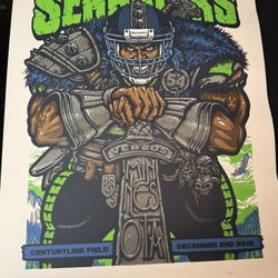 Limited Edition, Seattle Seahawks Versus Minnesota Vikings Poster, Ames Bros