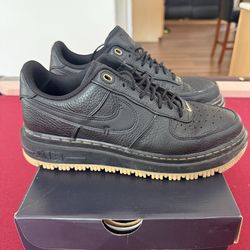 Nike Air Force 1 Luxe Black Bucktan Gum - Mens Size 9. DB4109-001 Worn Twice