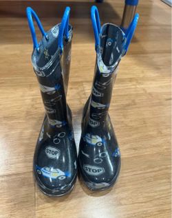 Rain boots police light up size 1y