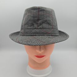 Unbranded Gray Plaid Trilby FedoraHat Size 58